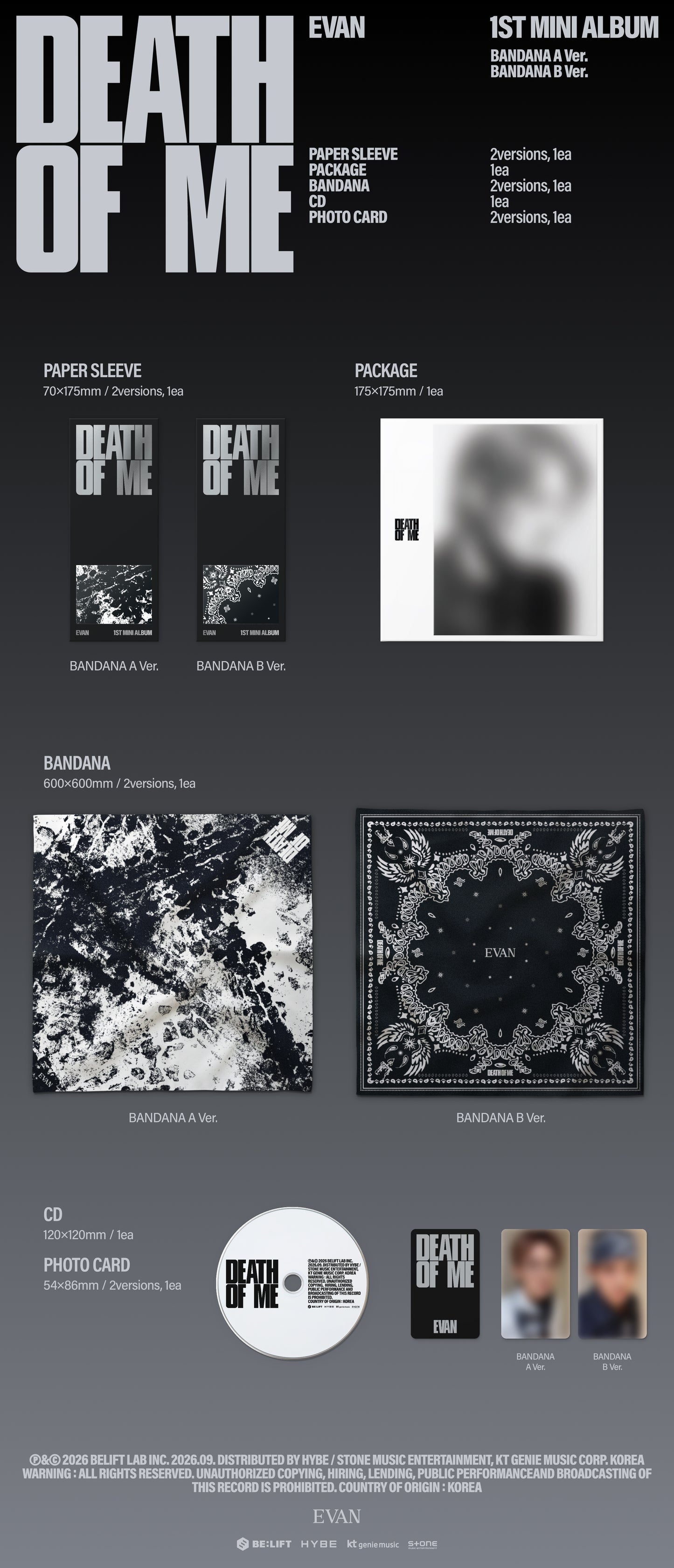 EVAN - 1st Mini Album [DEATH OF ME]