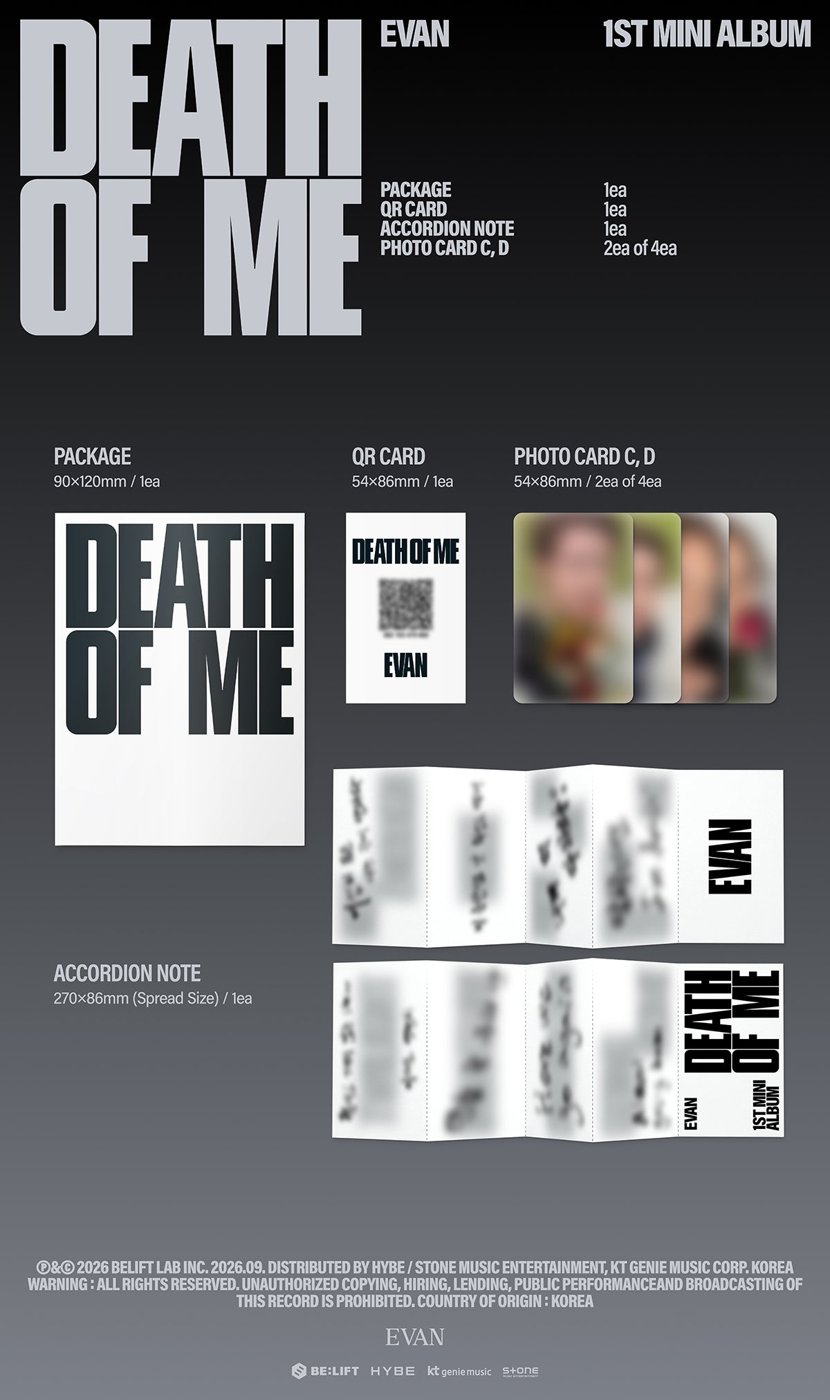 EVAN - 1st Mini Album [DEATH OF ME]