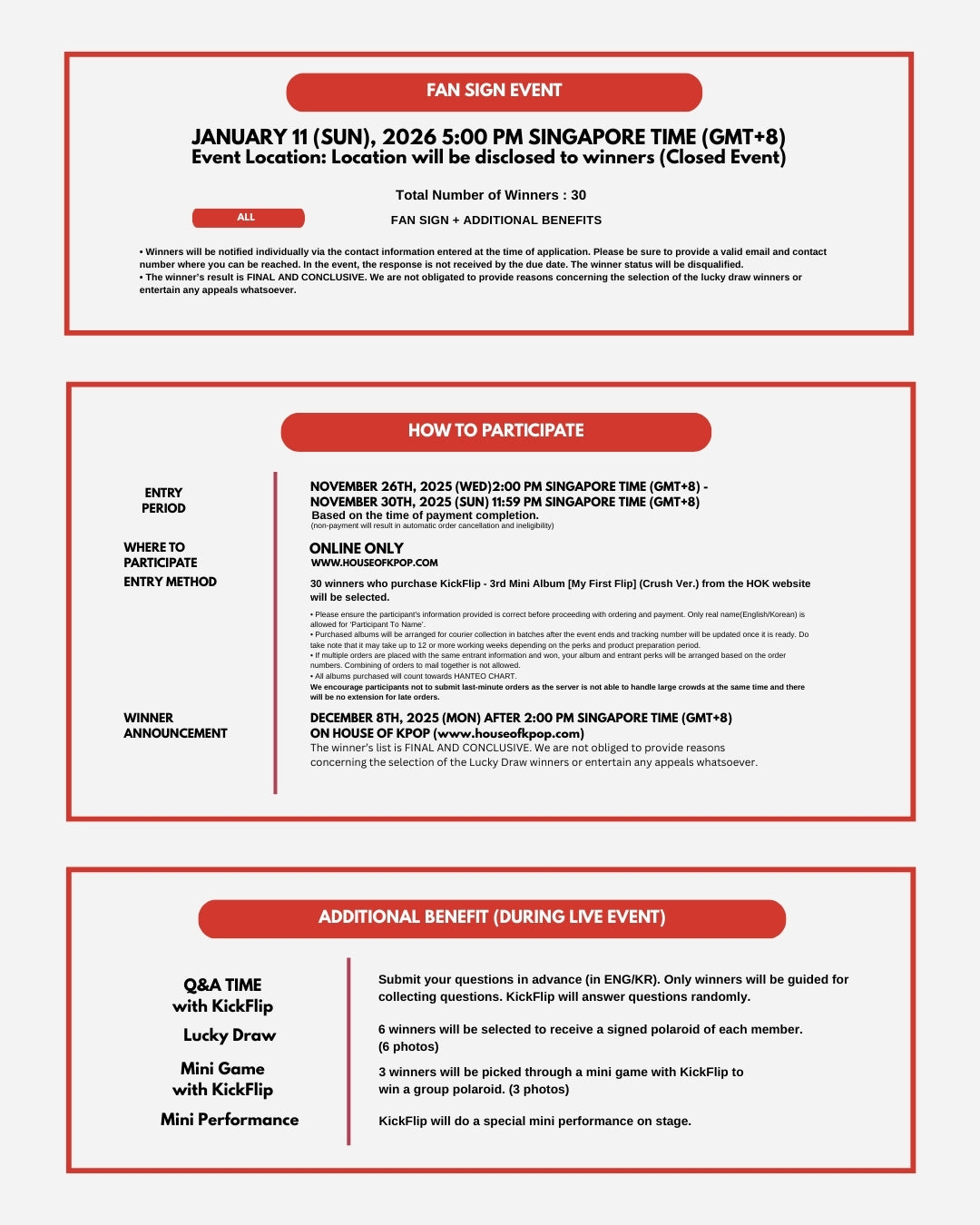 [SINGAPORE FAN SIGN EVENT] KickFlip - 3rd Mini Album [My First Flip] (CRUSH Ver.)